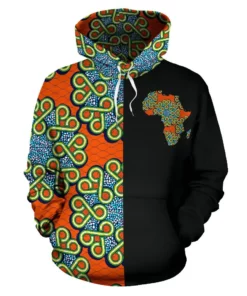 African Hoodie - Ankara Cloth Orange The Half Hoodie