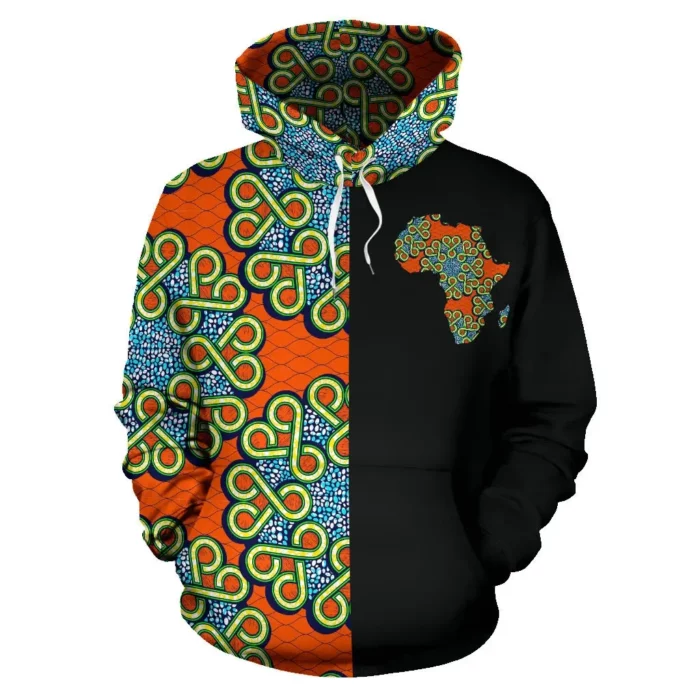African Hoodie – Ankara Cloth Orange The Half Hoodie