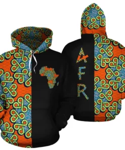 African Hoodie – Ankara Cloth Orange The Half Hoodie