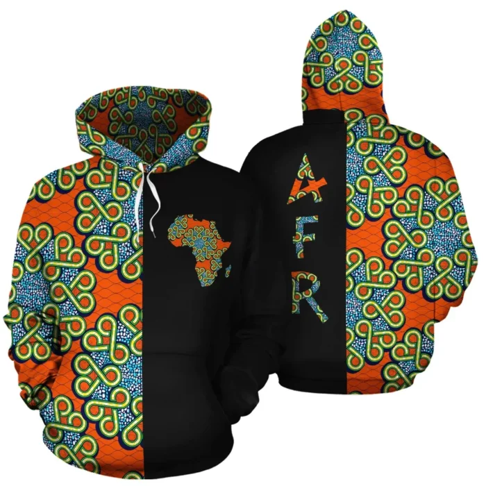 African Hoodie – Ankara Cloth Orange The Half Hoodie