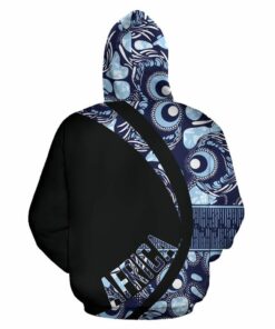 African Hoodie - Ankara Cloth Ngwane Blue Circle Style Hoodie