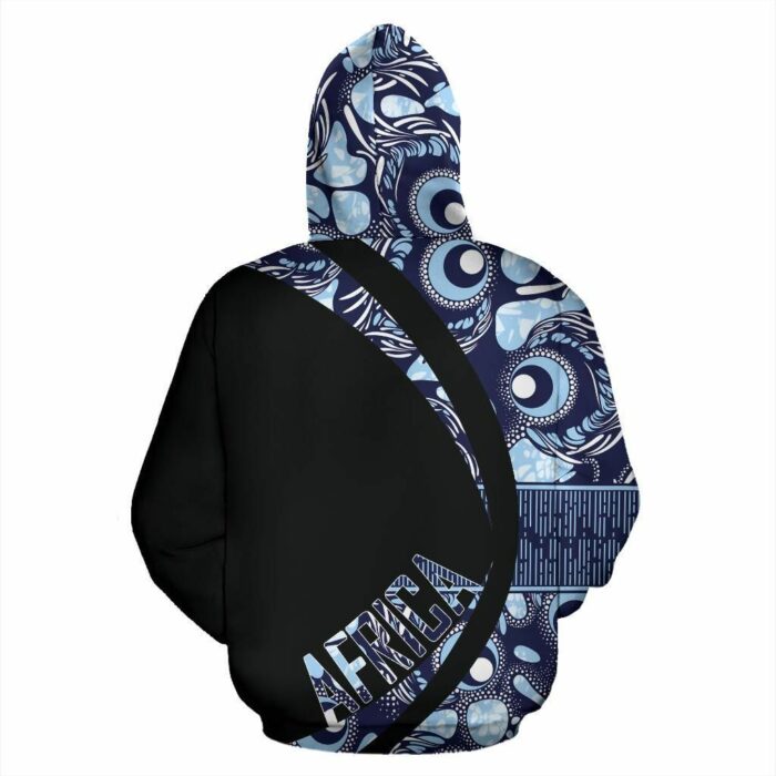 African Hoodie – Ankara Cloth Ngwane Blue Circle Style Hoodie