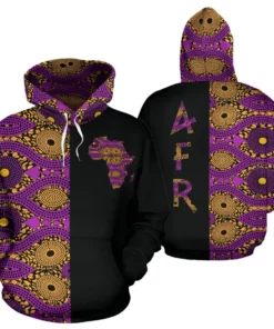 African Hoodie – Ankara Cloth Violet Cowrie The Half Hoodie