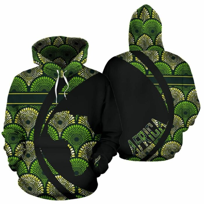 African Hoodie – Ankara Cloth Cowrie Waves Circle Style Hoodie