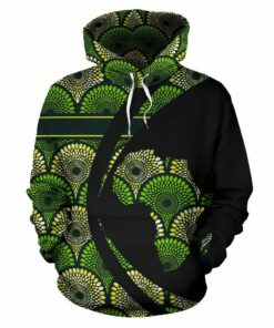 African Hoodie - Ankara Cloth Cowrie Waves Circle Style Hoodie