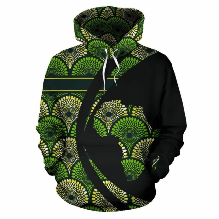 African Hoodie – Ankara Cloth Cowrie Waves Circle Style Hoodie