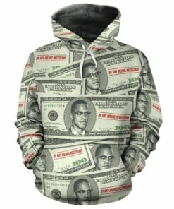 African Hoodie – Malcolm X One Hundred Black Dollar Bill...