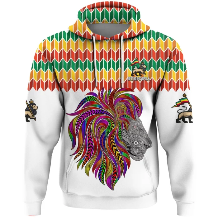 African Hoodie – Ethiopian Color Lion Pattern Hoodie