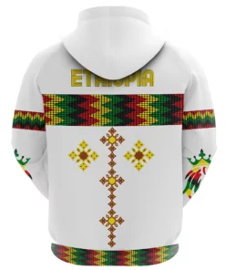 African Hoodie - Ethiopia Rasta Round Pattern White Hoodie