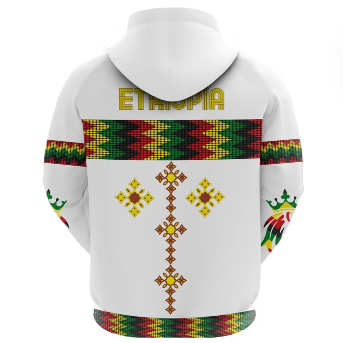 African Hoodie – Ethiopia Rasta Round Pattern White Hoodie