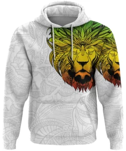 African Hoodie – Ethiopia Lion Pattern Africa White Hoodie