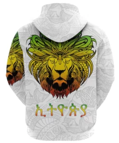 African Hoodie - Ethiopia Lion Pattern Africa White Hoodie