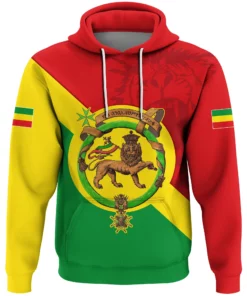 African Hoodie – Ethiopia Haile Selassie Dibujo Flag Hoodie