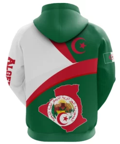 African Hoodie - Algeria Flag Maps Green Hoodie