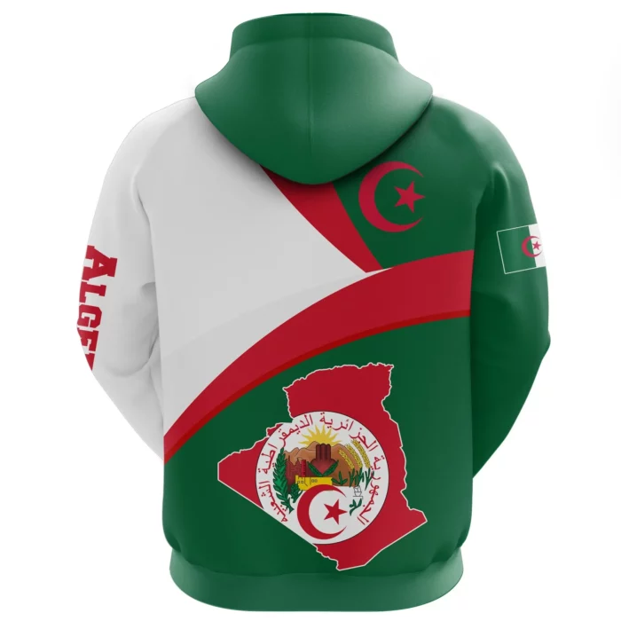African Hoodie – Algeria Flag Maps Green Hoodie
