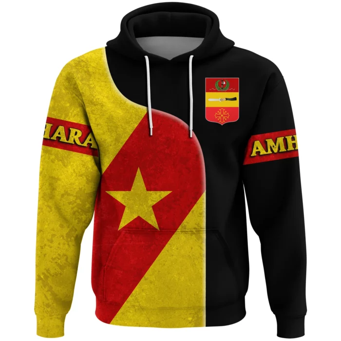 African Hoodie – Amhara Flag Coat Of Arms Hoodie