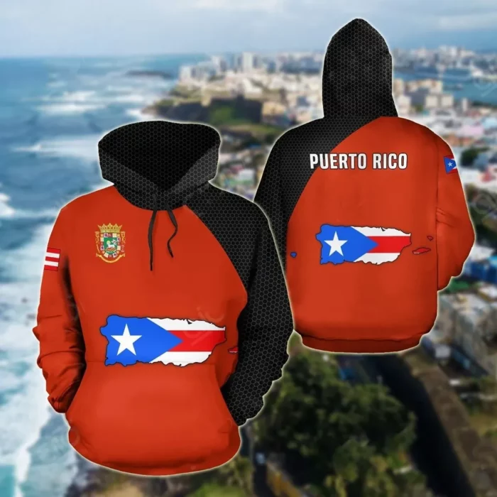 African Hoodie – Encanto Rican Puerto Rico Flag Map Version 2 Hoodie