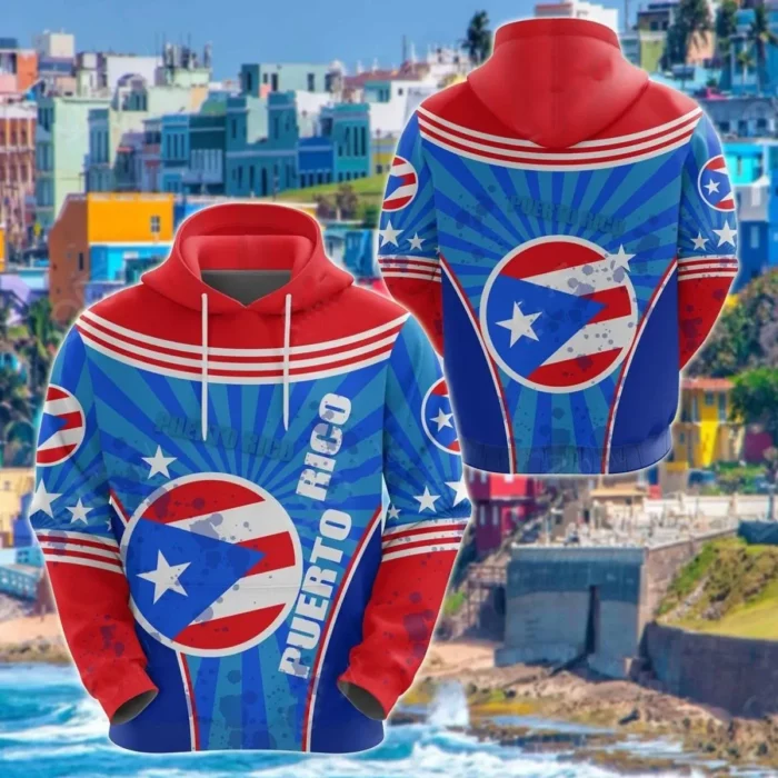 African Hoodie – Encanto Rican Puerto Rico Circle Stripes Flag Version Hoodie