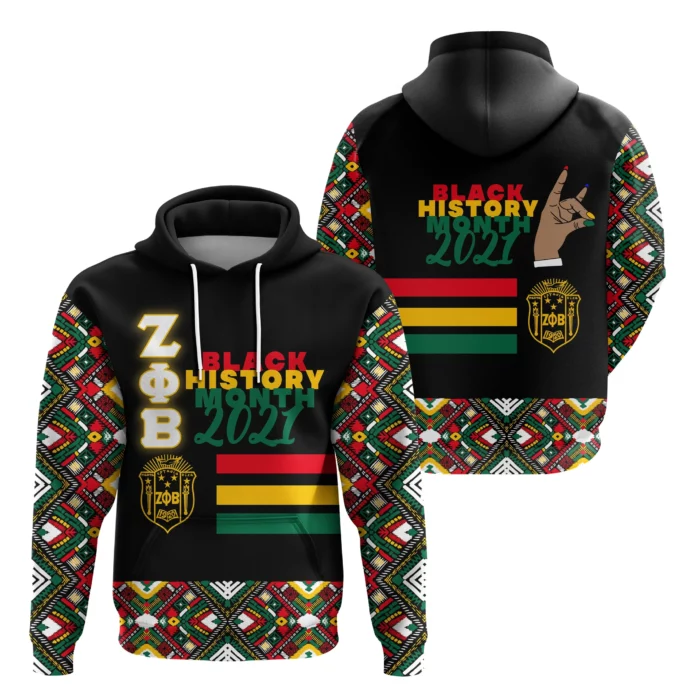 African Hoodie – Zeta Phi Beta Black History Month Style Hoodie