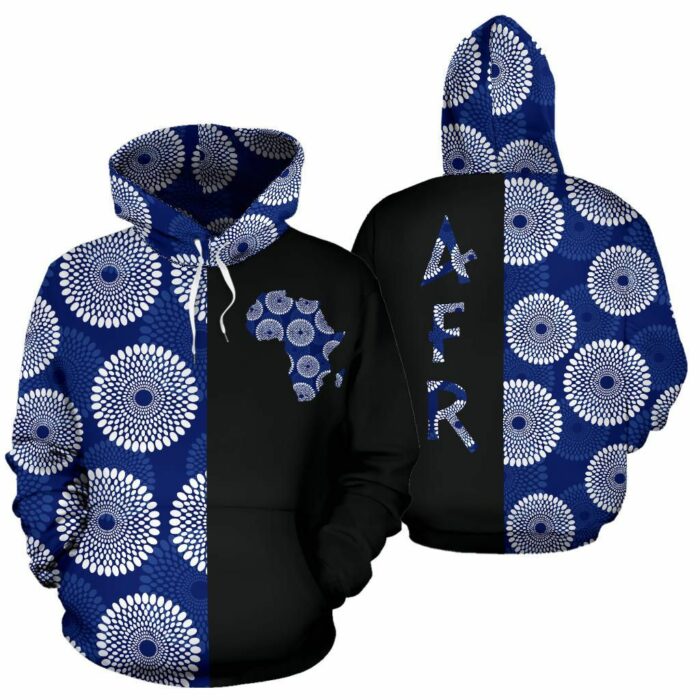 African Hoodie – Ankara Cloth Nsubra Blue The Half Hoodie