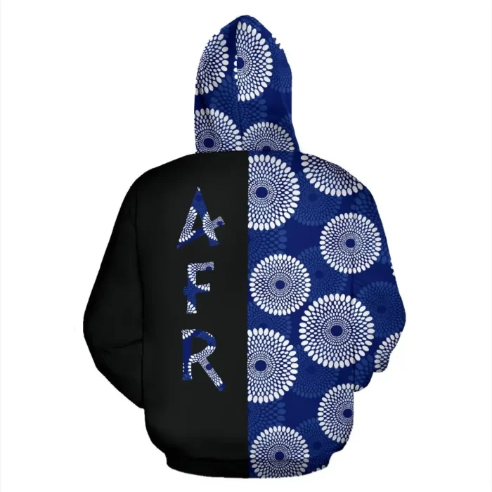 African Hoodie – Ankara Cloth Nsubra Blue The Half Hoodie