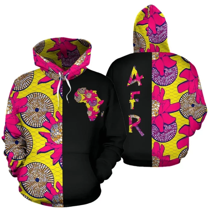 African Hoodie – Ankara Cloth Protea The Half Hoodie