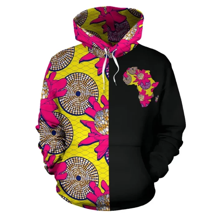 African Hoodie – Ankara Cloth Protea The Half Hoodie