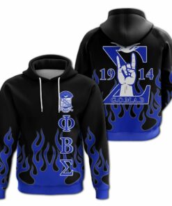 African Hoodie – PHI BETA SIGMA HAND SIGN FLAME HOODIE...