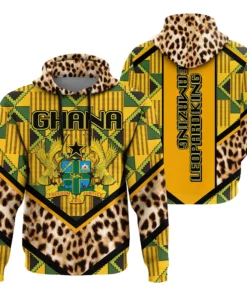 African Hoodie - Ghana Leopard King Coat Of Arms Hoodie