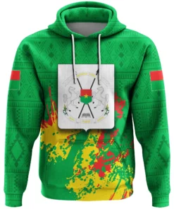 African Hoodie - Burkina Faso Coat Of Arms Spaint Style Hoodie