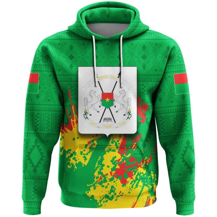 African Hoodie – Burkina Faso Coat Of Arms Spaint Style Hoodie