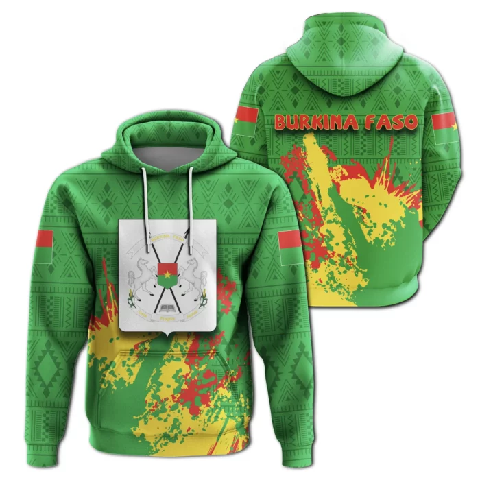 African Hoodie – Burkina Faso Coat Of Arms Spaint Style Hoodie