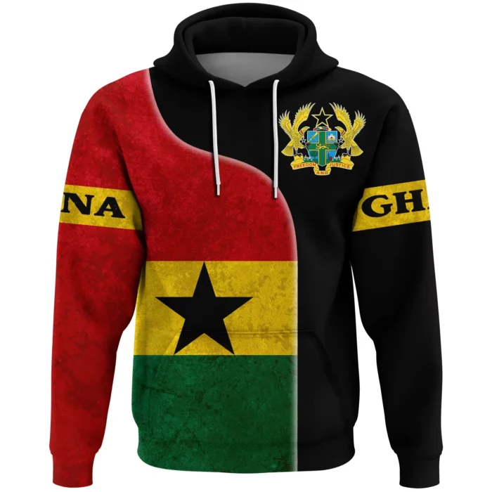 African Hoodie – Ghana Flag Coat Of Arms Hoodie