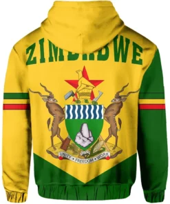 African Hoodie - Zimbabwe Flag Coat Of Arms Ball Style Hoodie