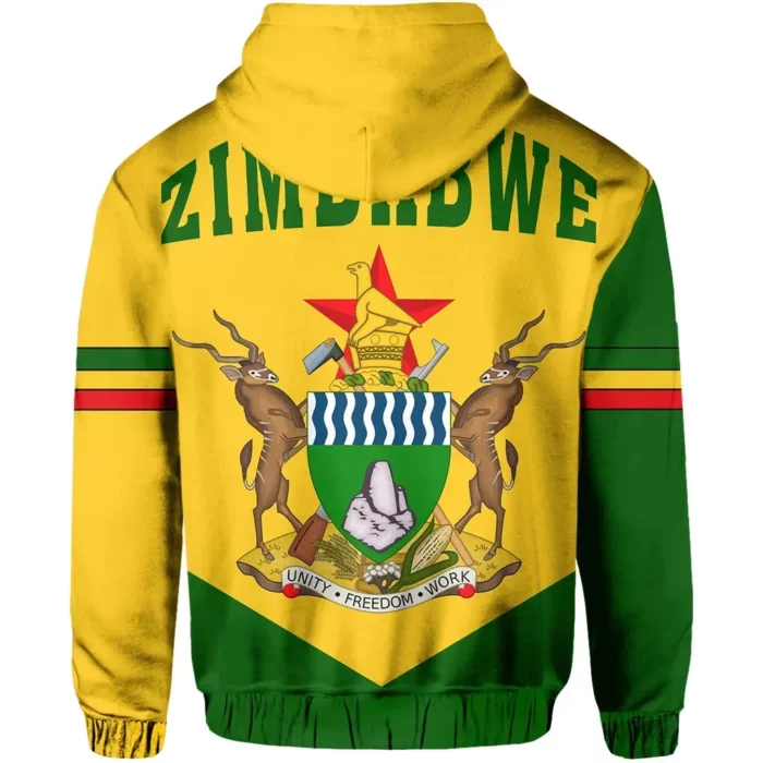 African Hoodie – Zimbabwe Flag Coat Of Arms Ball Style Hoodie