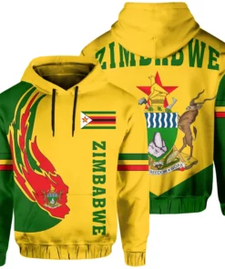 African Hoodie – Zimbabwe Flag Coat Of Arms Ball Style...