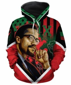 African Hoodie – African American Flag Malcolm X Hoodie