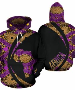 African Hoodie – Ankara Cloth Violet Cowrie Circle Style Hoodie