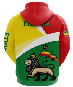 African Hoodie - Ethiopia Flag Maps Green Lion Hoodie