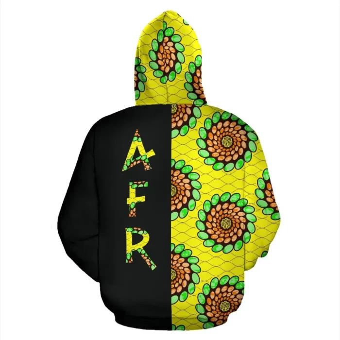 African Hoodie – Ankara Cloth Green Spirals The Half Hoodie