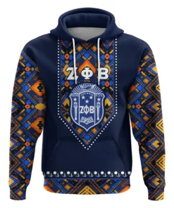 African Hoodie – Zeta Phi Beta African Pattern Navy Hoodie