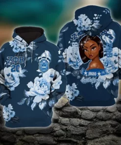 African Hoodie – Zeta Phi Beta Blue Rose Girl Hoodie