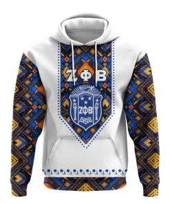 African Hoodie – Zeta Phi Beta African Pattern White Hoodie