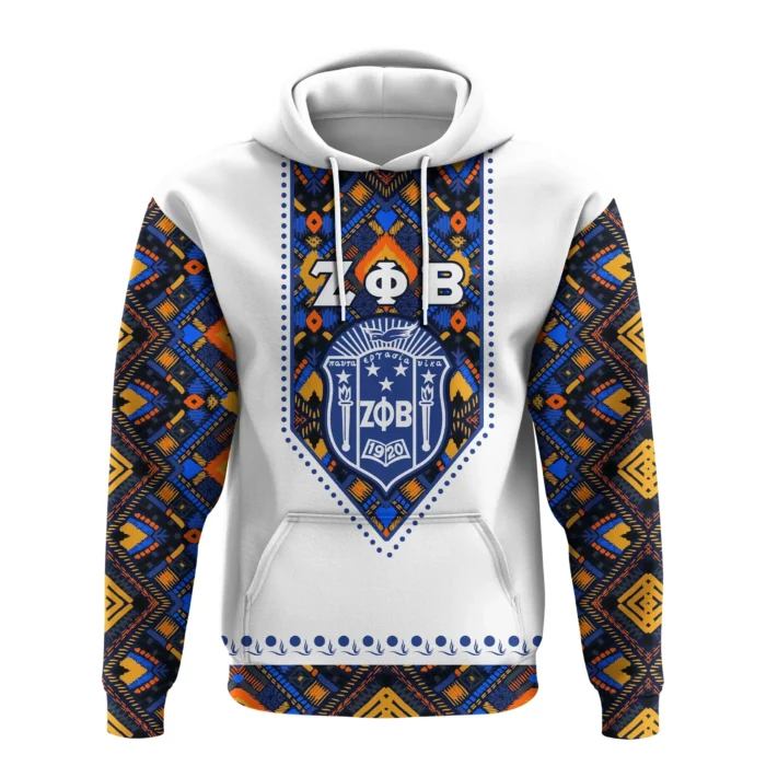 African Hoodie – Zeta Phi Beta African Pattern White Hoodie