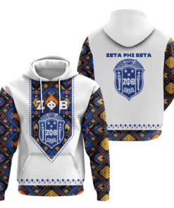 African Hoodie - Zeta Phi Beta African Pattern White Hoodie