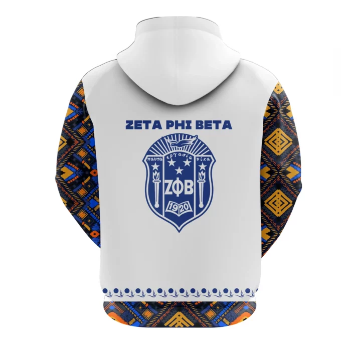 African Hoodie – Zeta Phi Beta African Pattern White Hoodie