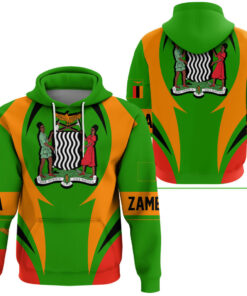 African Hoodie – Zambia Action Flag Hoodie