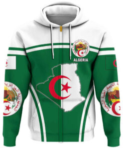 African Hoodie – Algeria Active Flag Zip Hoodie