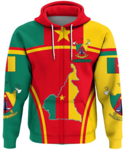 African Hoodie – Cameroon Active Flag Zip Hoodie
