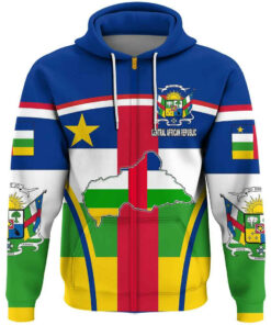 African Hoodie – Central African Republic Active Flag Zip Hoodie